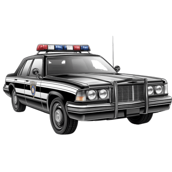 Classic Black and White Police Cruiser Car Illustration png