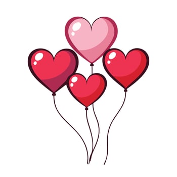 Heart shaped balloons illustration vector