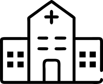 a black and white illustration of a church building vector