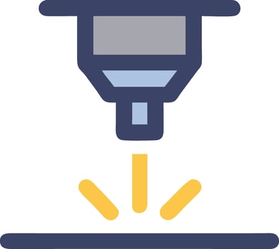 a blue and yellow machine with a light coming out of it vector