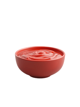 A red bowl filled with red ketchup. png