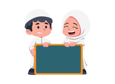 Illustration of an Muslim Kids hold board vector
