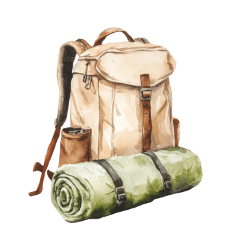 Watercolor Painting Of A Backpack And Sleeping Mat png