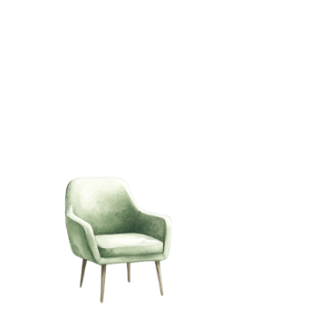 A Single Sage Green Armchair with Wooden Legs png