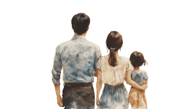 Family Watercolor Painting Shows A Happy Family Of Three png