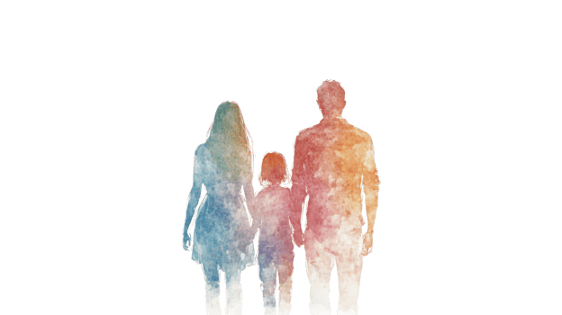 Watercolor Silhouette Of A Family Walking Together png