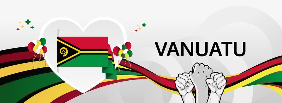 Vanuatu Independence Day. Wide banner with bold and iconic flag colors. Happy Vanuatu National Day. Raise your hand to show your support vector