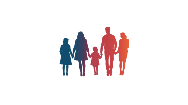 Colorful Silhouettes of a Family Holding Hands png