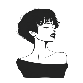 Stylish Woman with Short Hair in a Dark Dress png