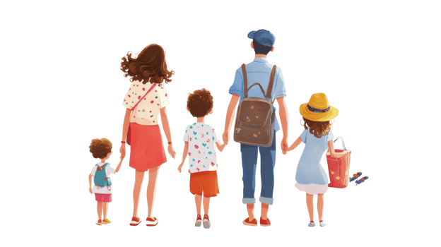 Happy Family Walking Holding Hands Together. cut out png