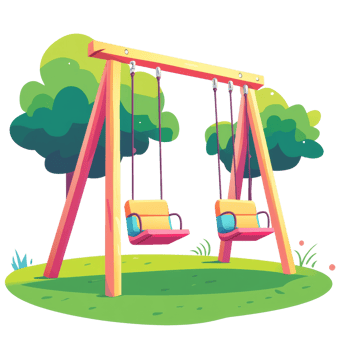 Colorful Swings Set in a Lush Green Park png