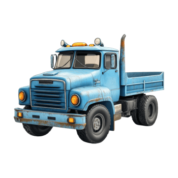 Rusted Blue Vintage Dump Truck Isolated on Black Background png