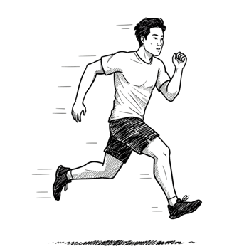Dynamic running action of a young athlete in an urban environment sketch style inspired by movement and energy png