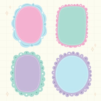 Set of cute vintage frames in pastel colors vector