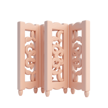 Elegant Peach Room Divider with Intricate Floral Design png