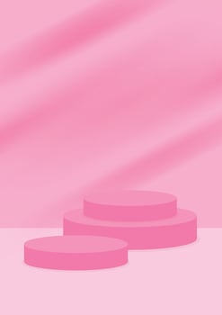 The pink pedestal podium display with a pink background for the award ceremony. Products display and showcase presentation. vector