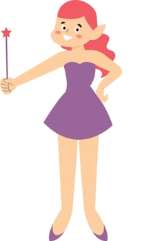 Little Girl Fairy Isolated on White Background. vector