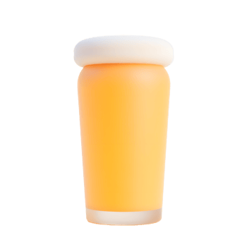 Orange Juice Drink in Glass Cup 3D Render png