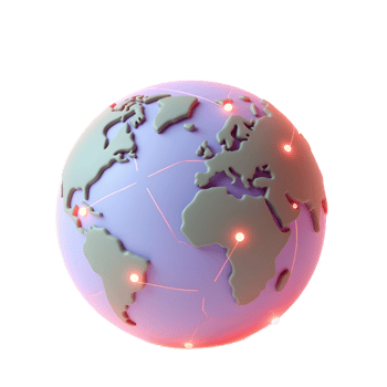 Global Network 3D Render Purple Earth Connections png