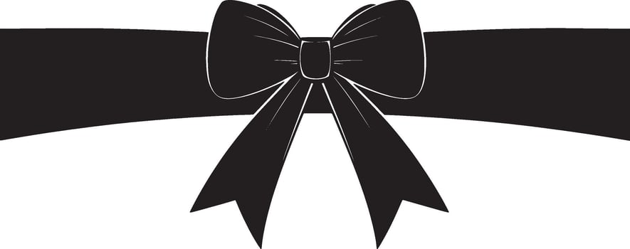 black ribbon with bow on white background vector