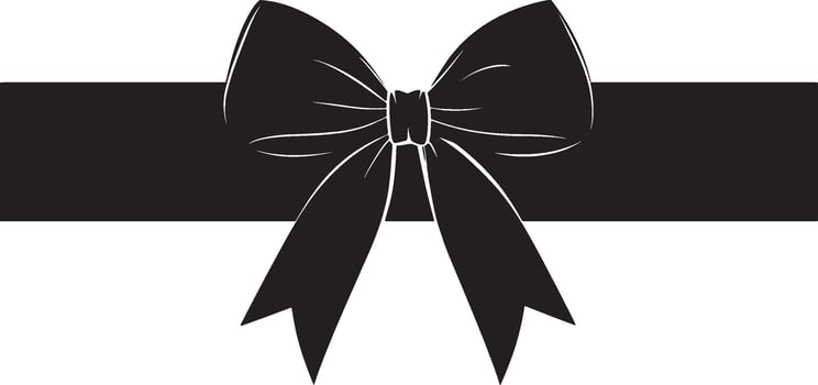 A minimalist black silhouette of a gift ribbon and bow. vector