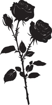 black and white silhouette of a rose vector