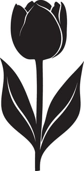 Black illustration of a tulip flower in a clean, simple icon outline vector