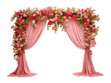 Floral Curtain Isolated on Transparent Background png