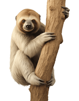 Sloth on Branch Isolated on Transparent Background png