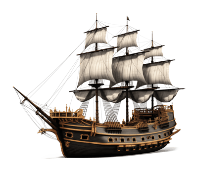 Sea Pirate Ship Isolated on Transparent Background png