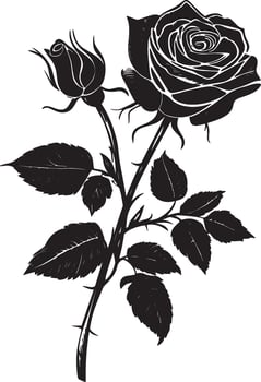 Beautiful Bouquet rose clean simple silhouette black illustration vector