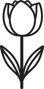 Simple black illustration of a tulip flower icon outline vector