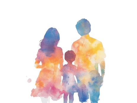 Watercolor Silhouette of a Happy Family Walking Together png
