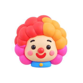 Cute 3D Cartoon Clown Face Emoji Render png
