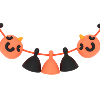 Cute Halloween Garland with Orange and Black Pumpkins png