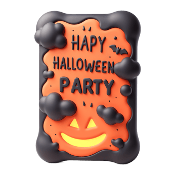 Happy Halloween Party Invitation 3D Render png