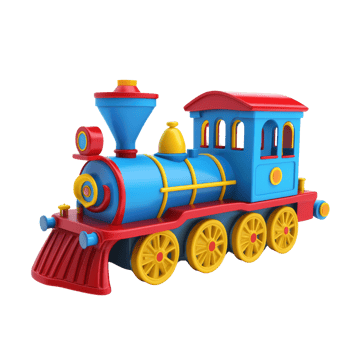 Colorful Toy Train Engine Model Rendered png