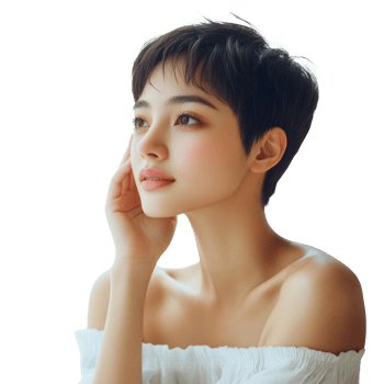 Young Woman with Short Hair and Bare Shoulders png