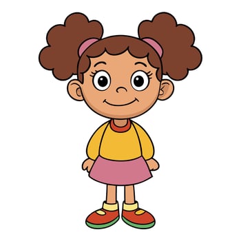 Cheerful Young Girl with Pigtails vector