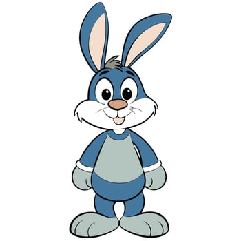 Cute blue rabbit cartoon character vector
