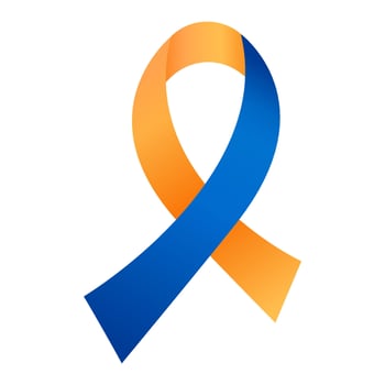 Orange and blue ribbon awareness Dry Drowning Isolated on white background vector