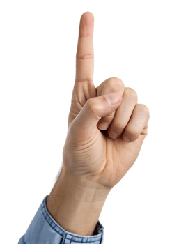 Hand pointing up with finger, clear gesture design png