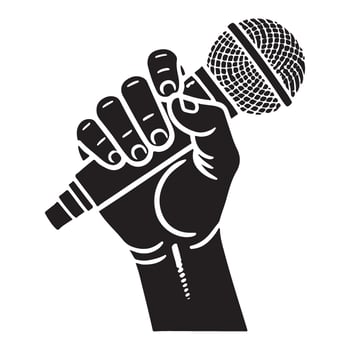 Hand Holding a Microphone Illustration Graphic Design Download vector