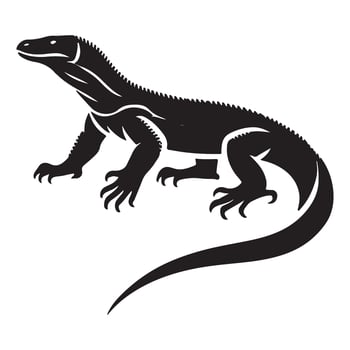 Komodo Dragon Silhouette Graphic Design Isolated Wild Reptile Art vector