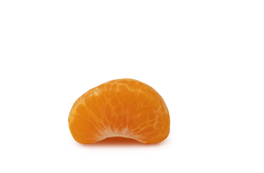 Isolated citrus segment isolated. Citrus fruits peeled segment with shadow. png