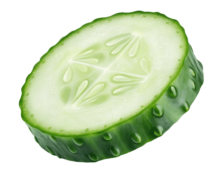 Green cucumber slice on transparent background, refreshing and crisp png