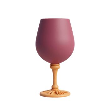 Elegant Wine Glass 3D Render Mauve and Gold png