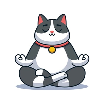 cute cat meditating illustration vector