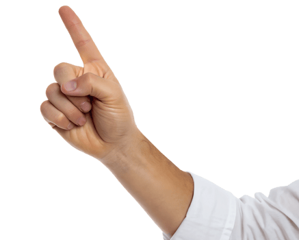 Hand Pointing Up with Finger, Directional Gesture, on transparent background png