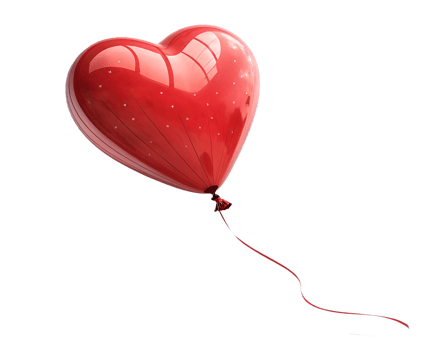 Red heart-shaped balloon with glossy surface, love symbol, romantic gift png